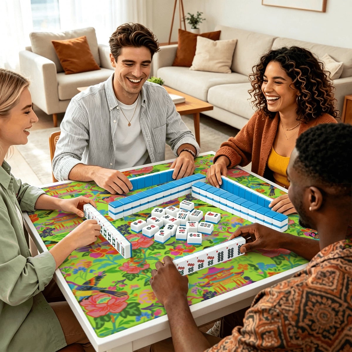 Mahjong Mat SleekSurface (Made in USA) Poppin' Pagodas