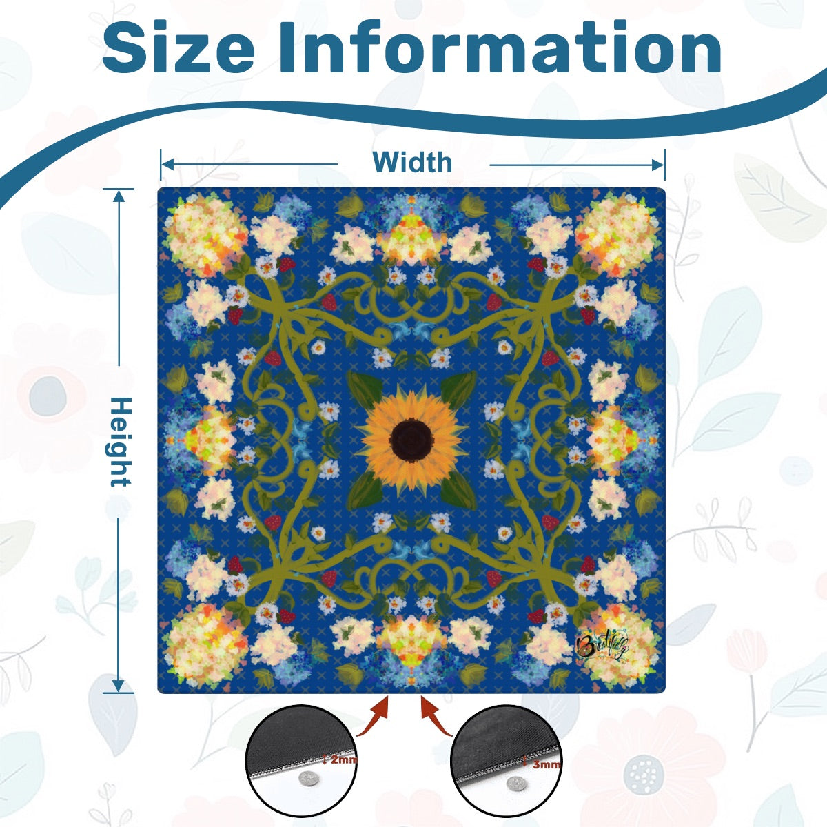 Mahjong Mat SleekSurface Blue sunflower