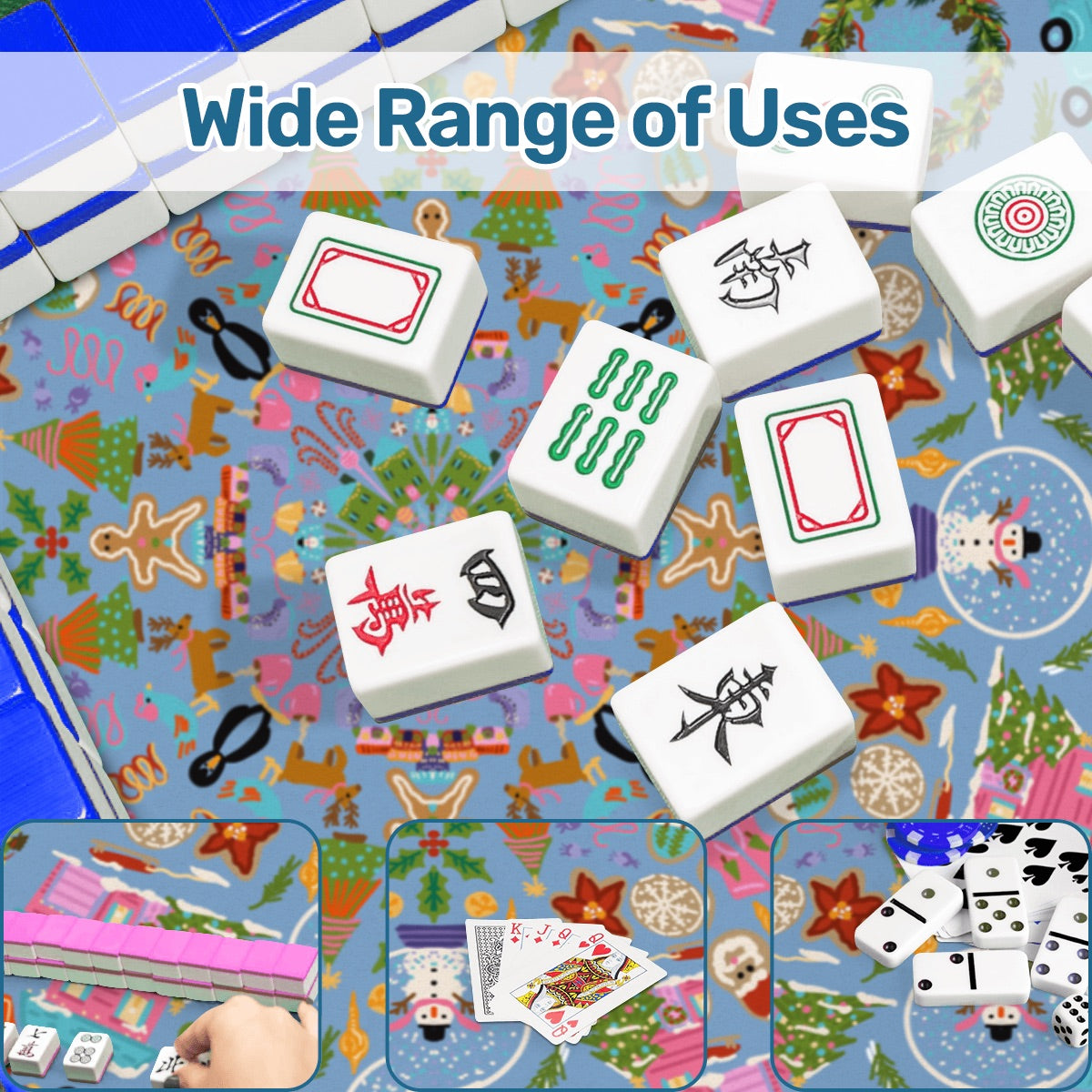 Folk Art Christmas series Mahjong Mat 31.5"x31.5" (Ship Rolled up)