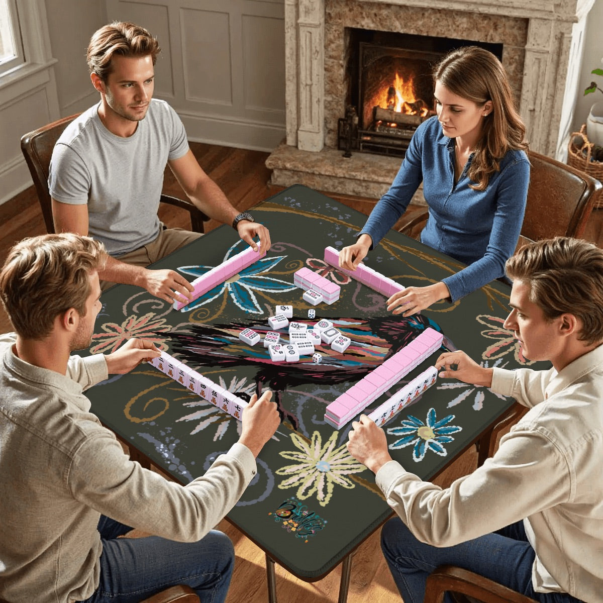 Raven-Mahjong Mat 31.5"x31.5" (Ship Rolled up)