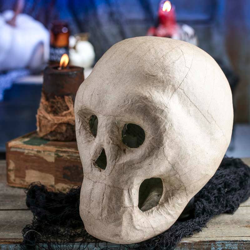 Life Sized Paper Mache Skulls - 10" x 6" x 8"