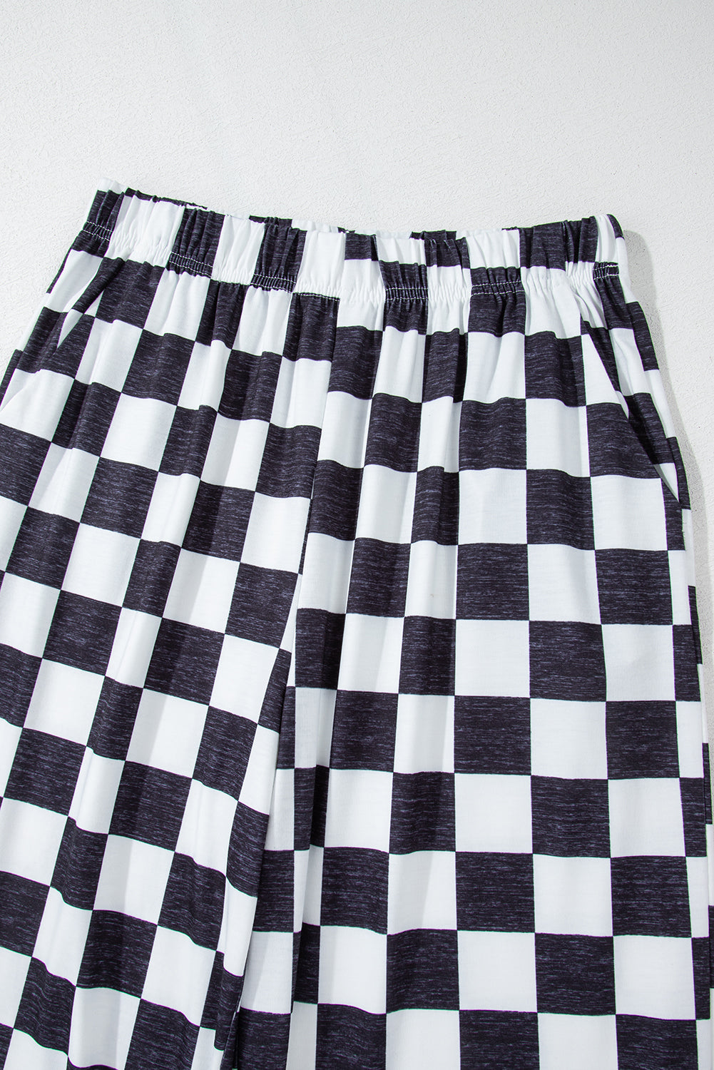 Bonbon Checkered Print High Waist Wide Leg Pants