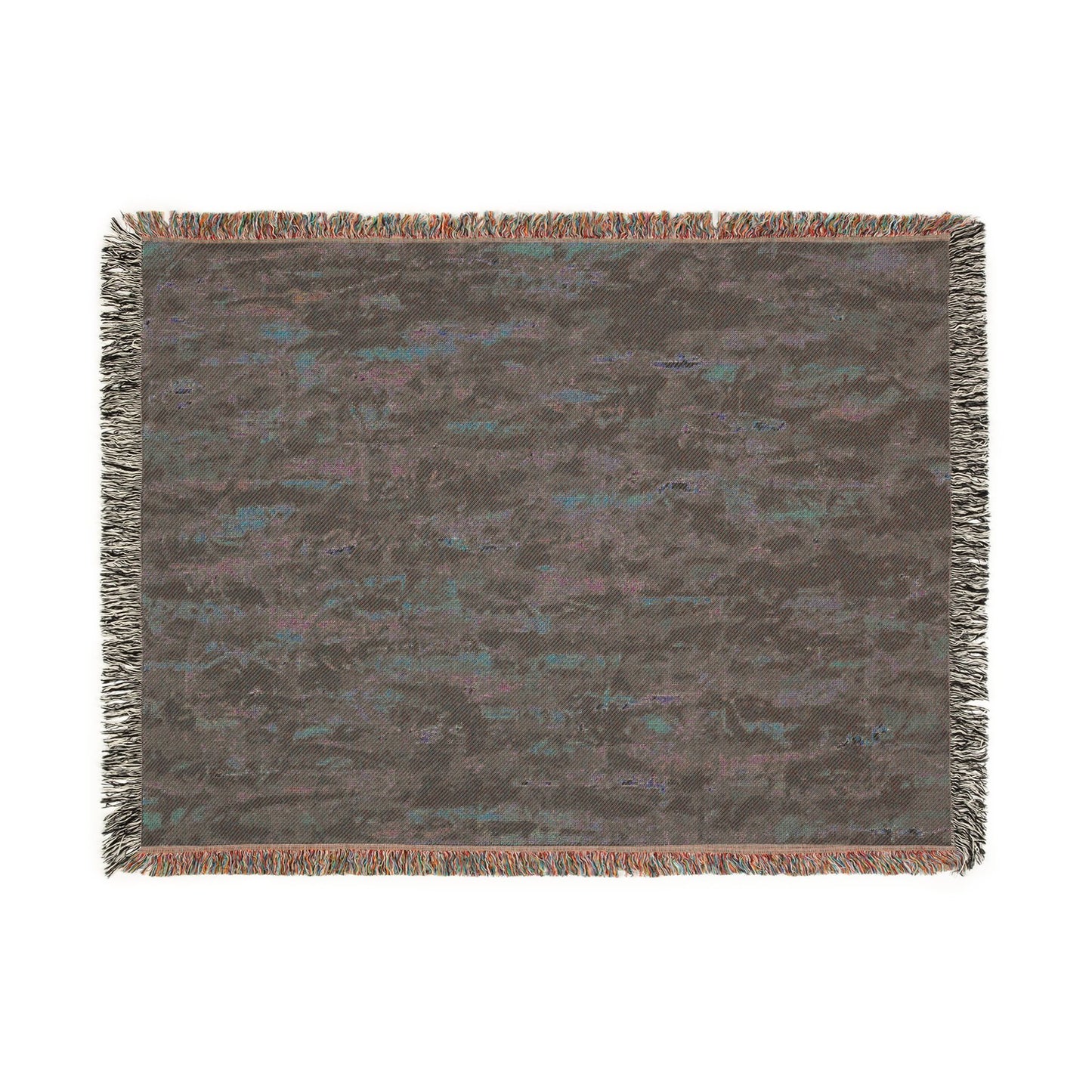 The Delamater Series- Abstract Pixel Art Woven Blanket — Colorful Green Mosaic Throw for Living Room & Bedroom
