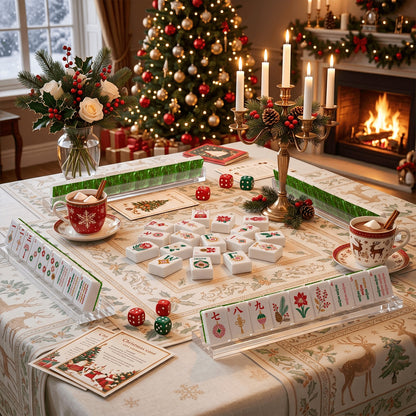 Geode Green Glam Holiday Christmas Mahjong Tiles