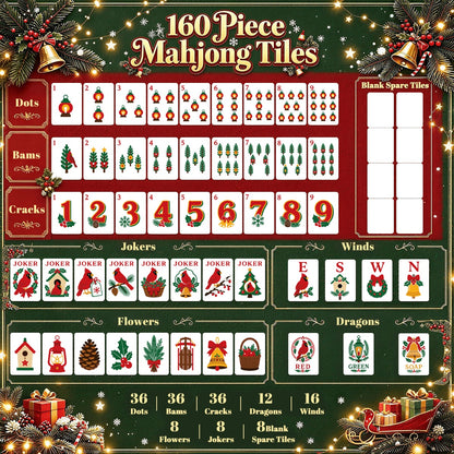 Christmas Cardinal American Mahjong Tiles Traditional Red and Green
