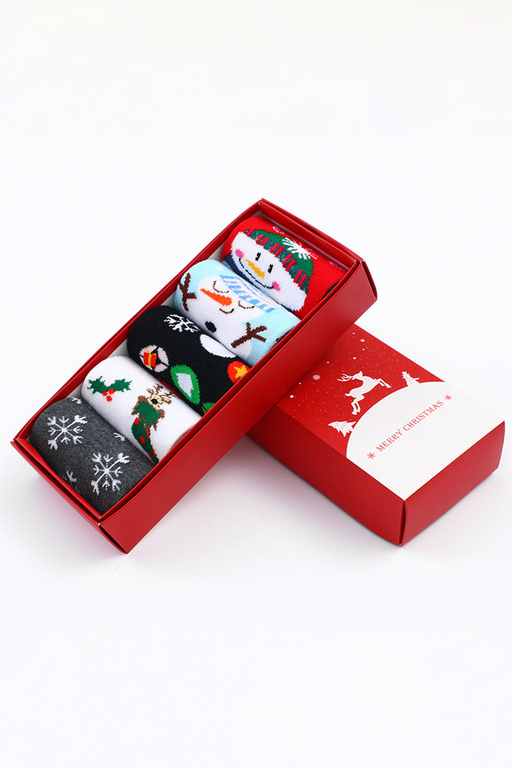 White Christmas Cartoon Pattern Socks Set