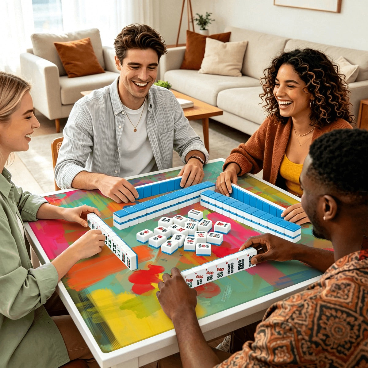 Thickened Mahjong Mat SleekSurface (Ship Rolled Up) Rebloom Series