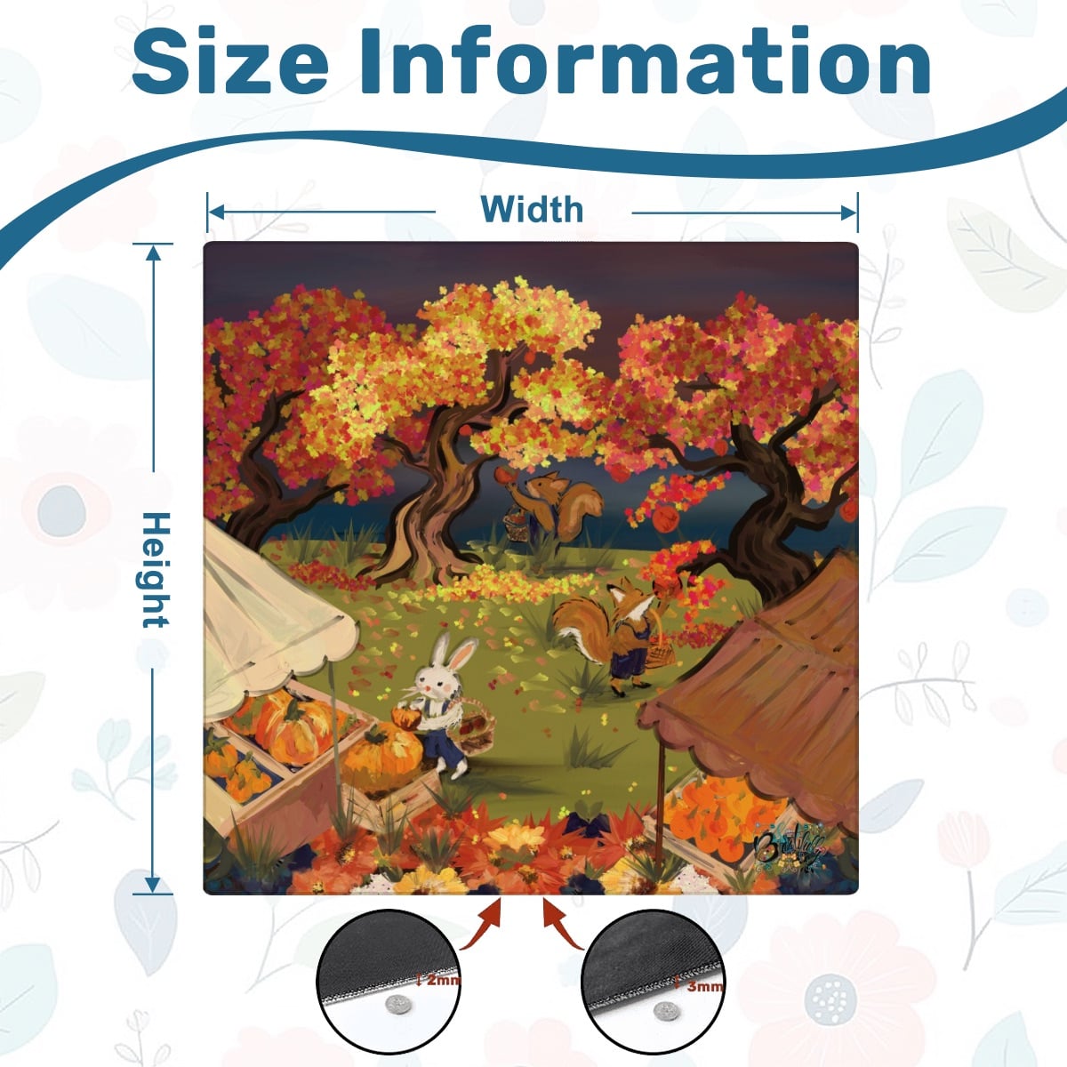 Apple pickin’ - Mahjong Mat 2mm 31.5” Silk / Sleek Surface -Special price Autumn Season Mat