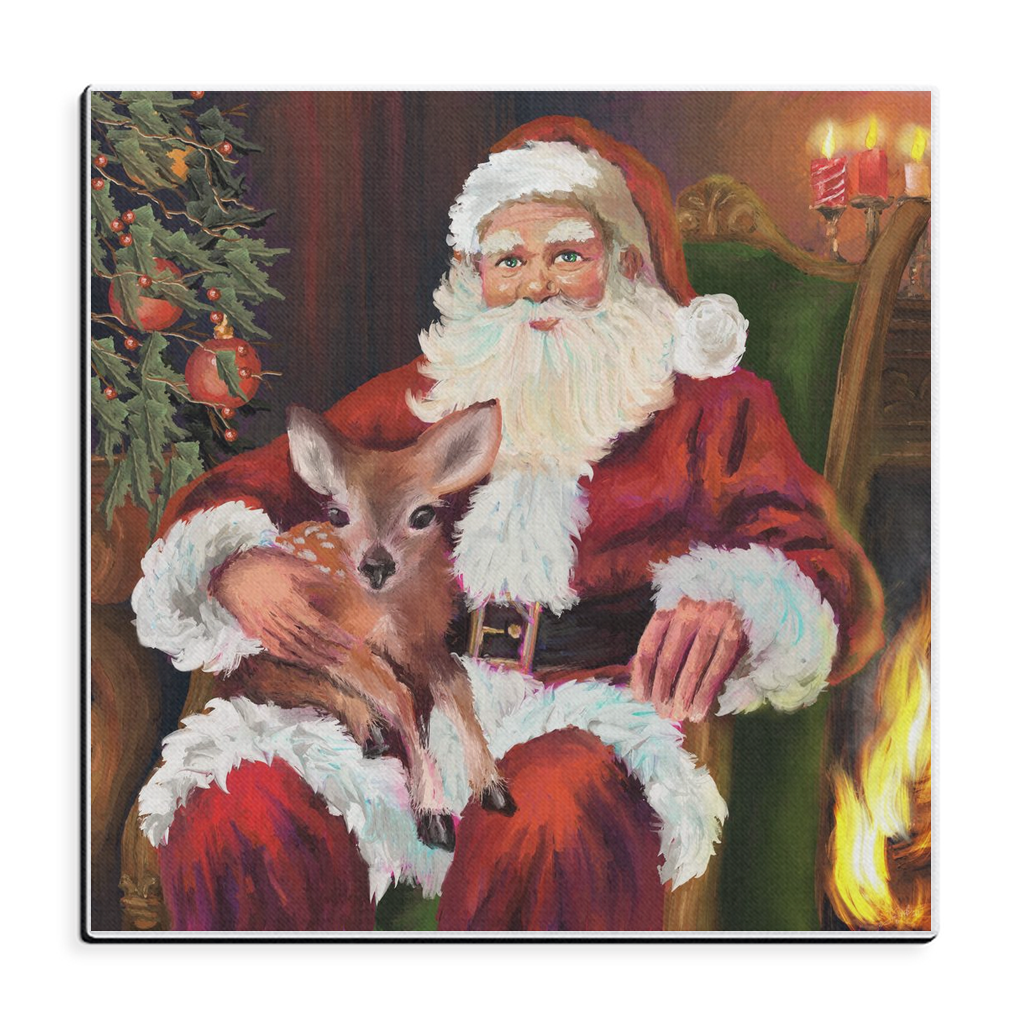 Magical Santa with baby deer Canvas Wraps-unframed, powered by Artivive