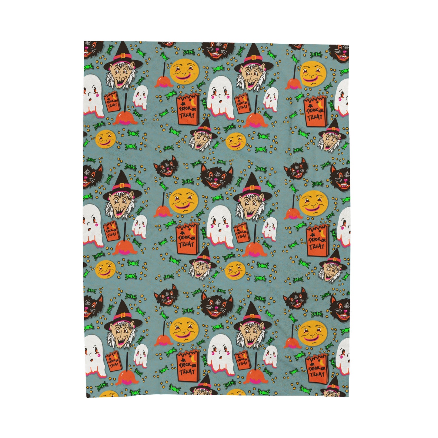 Vintage Halloween Velveteen Plush Blanket