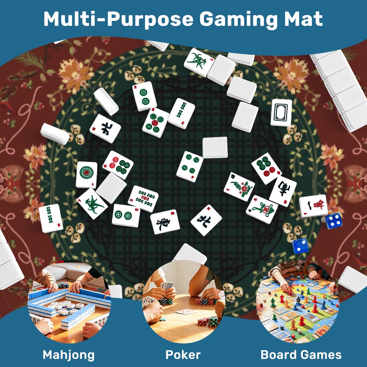 Around Christmas Series- Thickened Mahjong Mat SleekSurface (Ship Rolled Up)