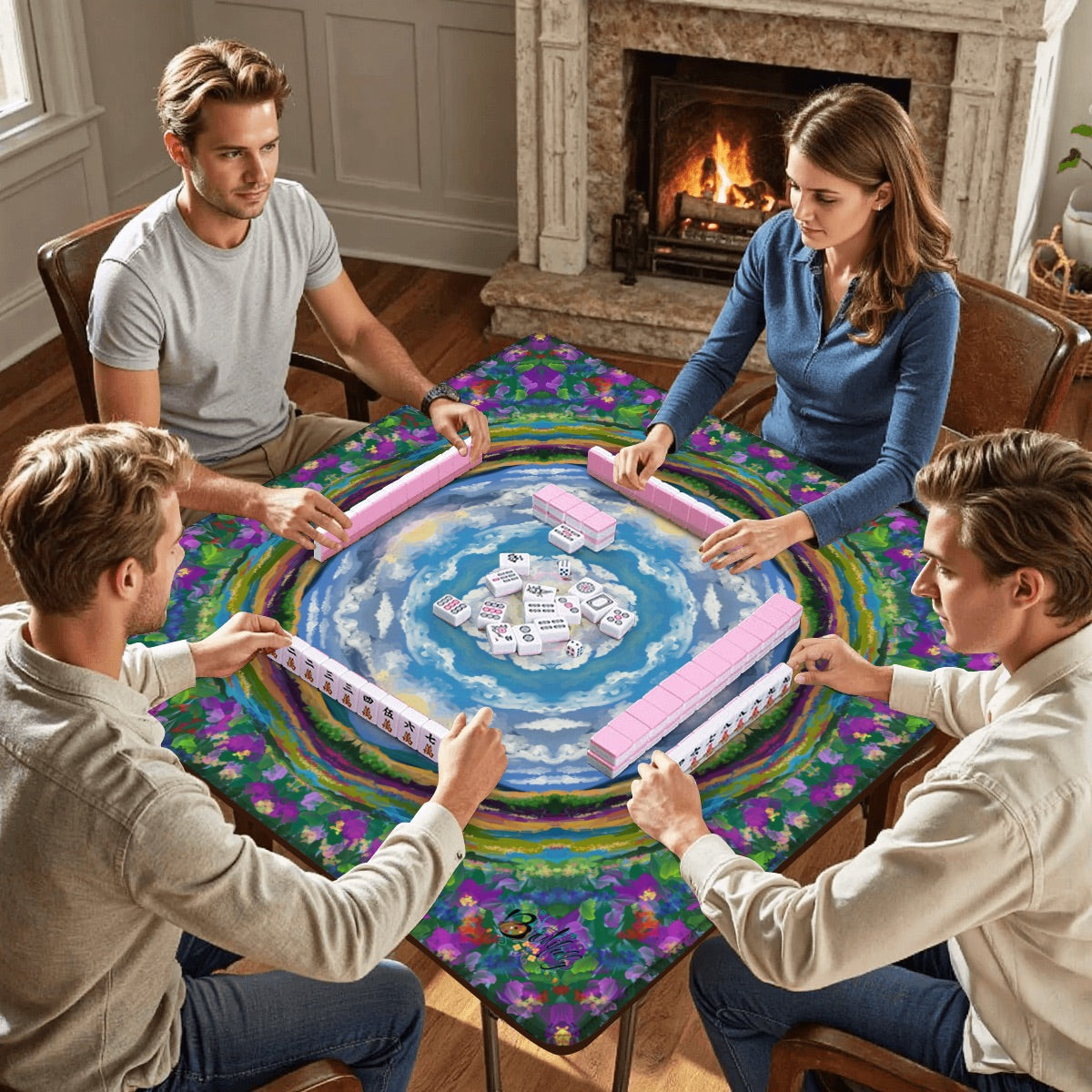 Watercolor Heaven and Earth - Mahjong Mat 31.5"x31.5" (Ship Rolled up)
