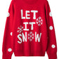 Red Dahlia LET IT SNOW Christmas Dotty Sleeve Loose Sweater