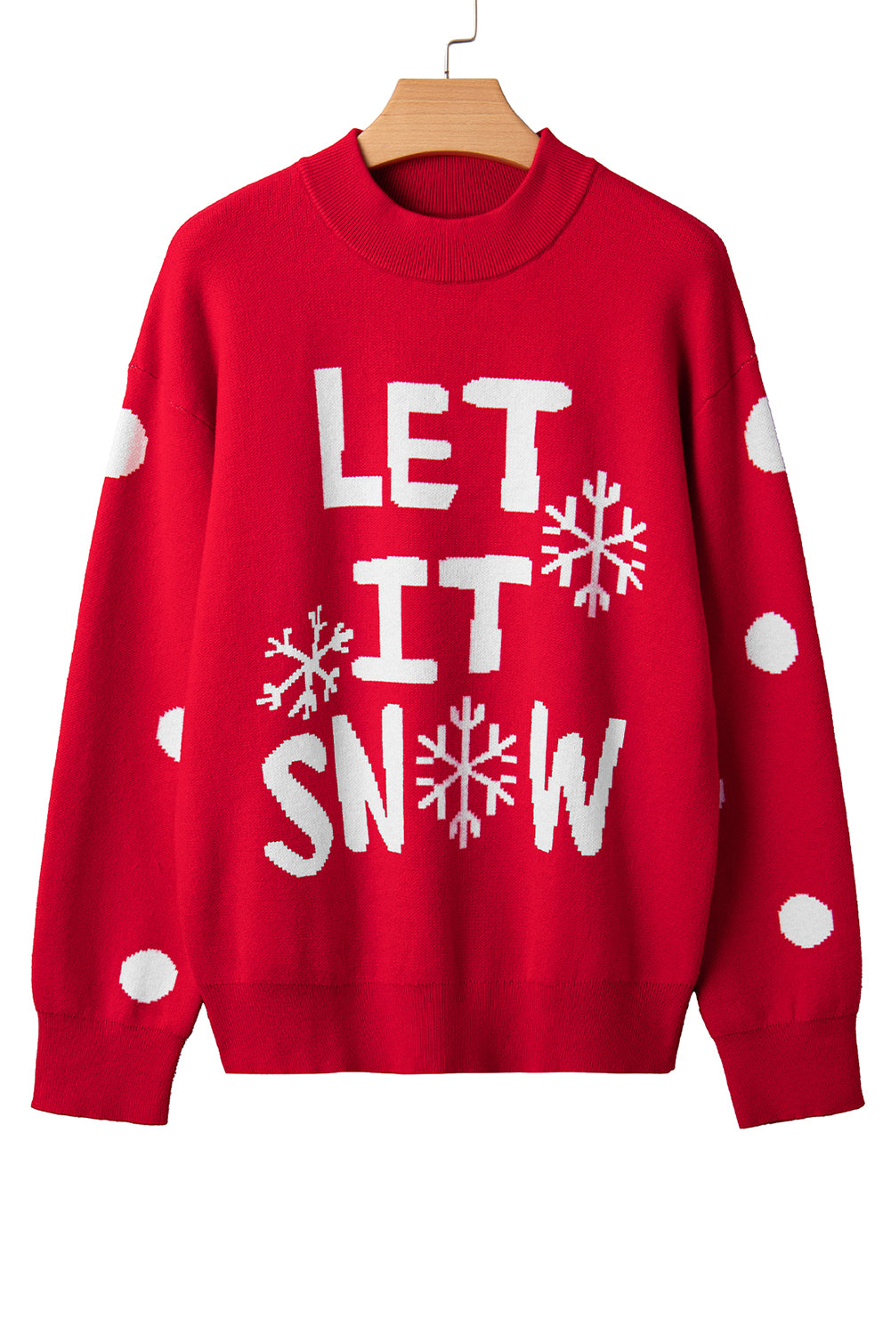 Red Dahlia LET IT SNOW Christmas Dotty Sleeve Loose Sweater