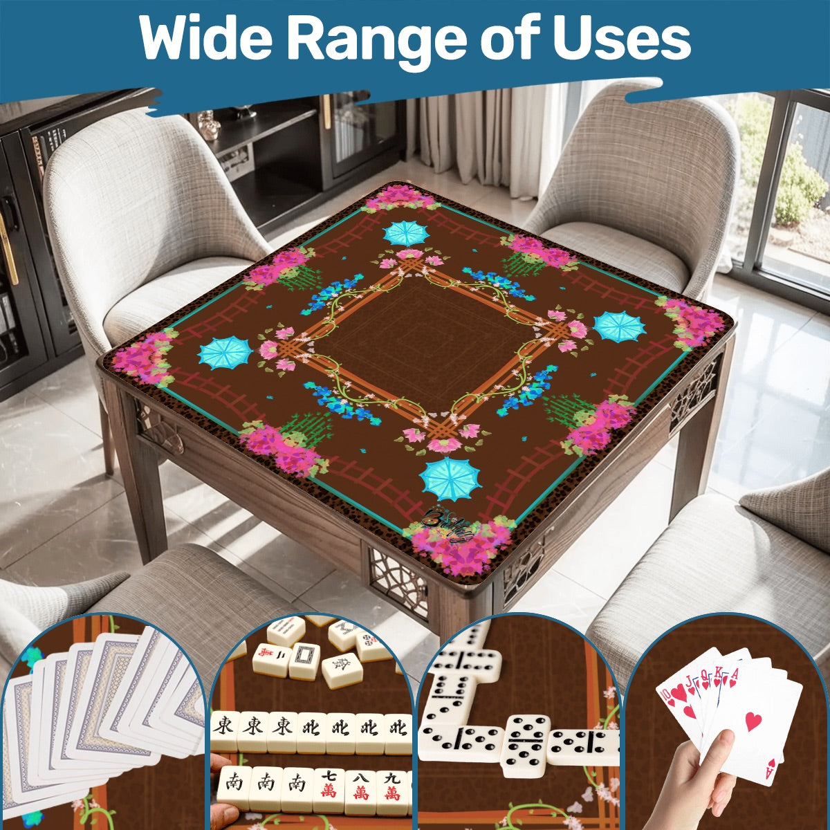 Leopard and Neon summer color way Mahjong Mat 31.5"x31.5" (Ship Rolled up)