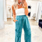Medium Grey Mineral Wash Knot High Waist Raw Hem Pants