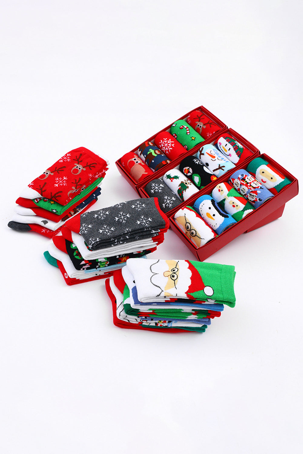 White Christmas Cartoon Pattern Socks Set