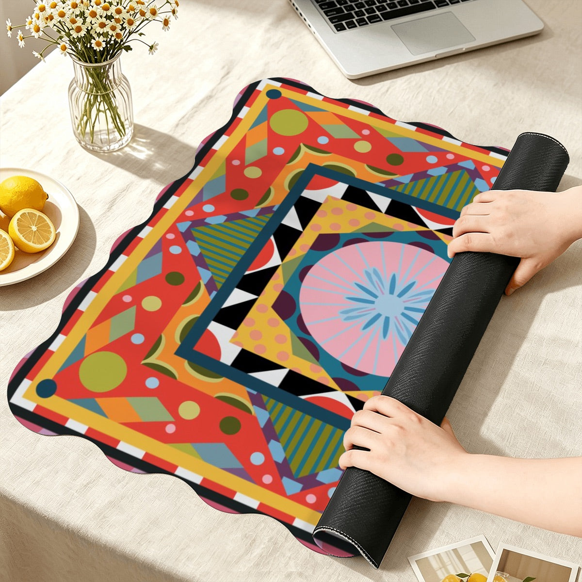 Scalloped Mahjong Mat (Made in USA) My World