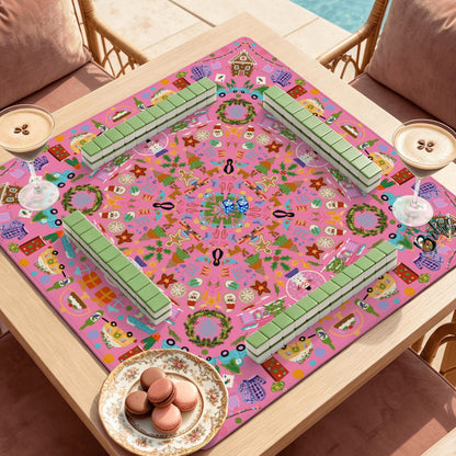 Mahjong Mat SleekSurface (Made in USA) Christmas folk art