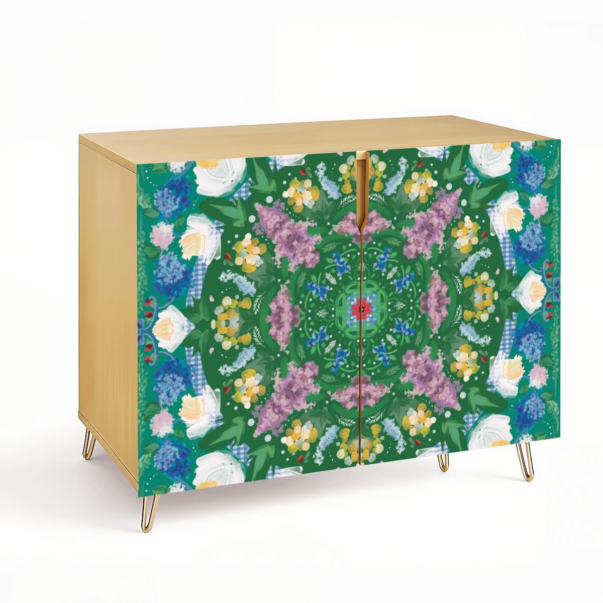 Wooden Storage Cabinet (Made in USA) Hydrangeas in Bloom