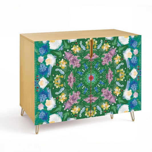 Wooden Storage Cabinet (Made in USA) Hydrangeas in Bloom
