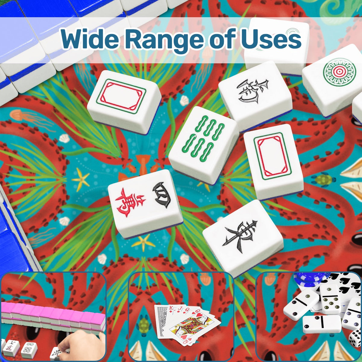 Octopus-Red on Real Mahjong Mat 31.5"x31.5" (Ship Rolled up)