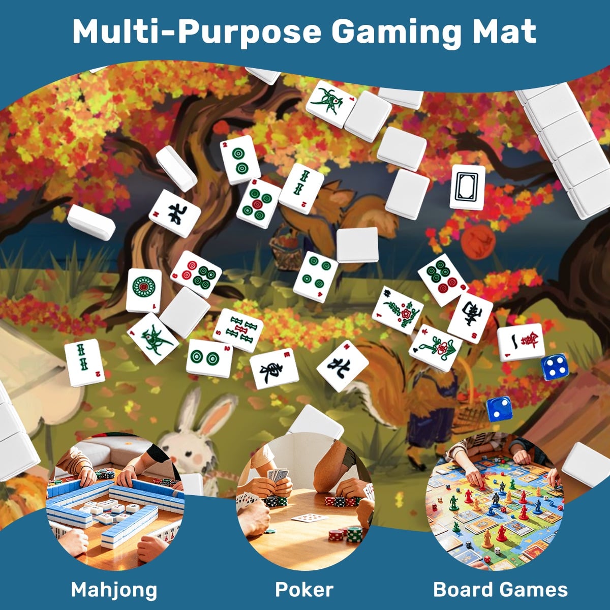 Apple pickin’ - Mahjong Mat 2mm 31.5” Silk / Sleek Surface -Special price Autumn Season Mat