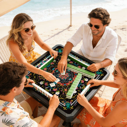 Spring on black - Mini Travel Mahjong Mat 20.9"x20.9" (Ship Rolled up)