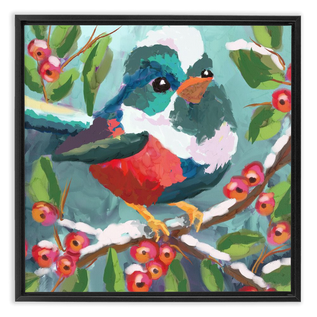 Magical Winter bird Framed Canvas Wraps-powered by Artivive