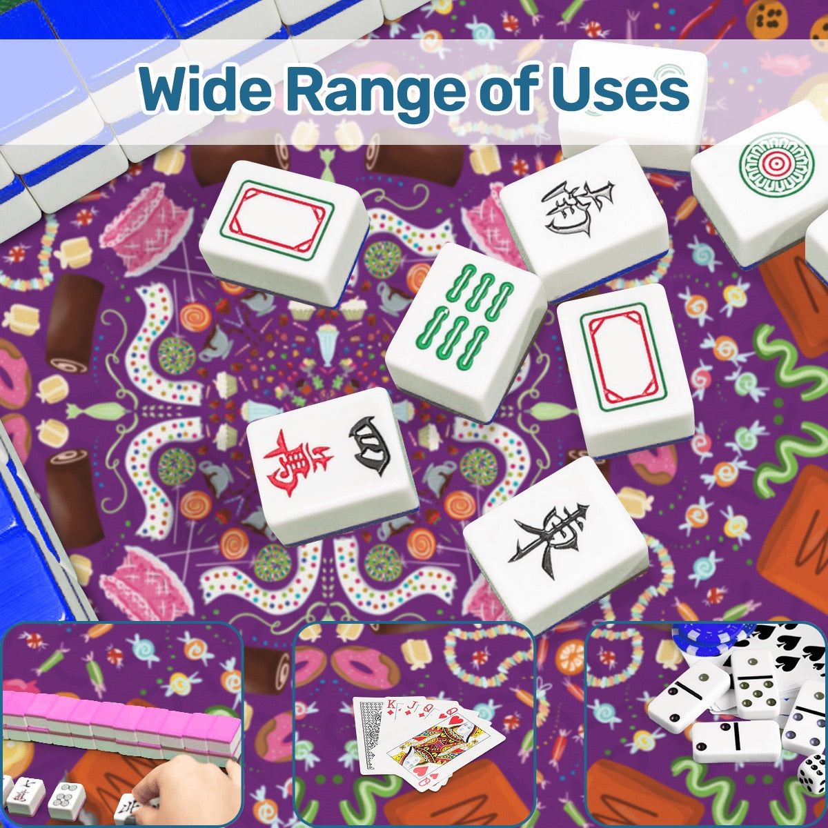 Candy is Dandy on Purple-Mahjong Mat 31.5"x31.5" (Ship Rolled up)