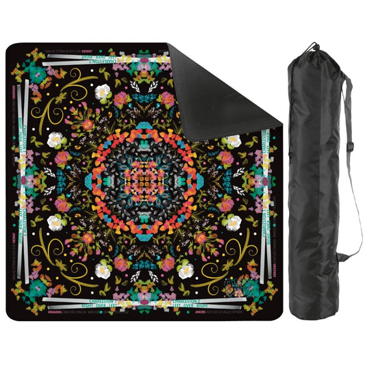 Spring on black - Mini Travel Mahjong Mat 20.9"x20.9" (Ship Rolled up)