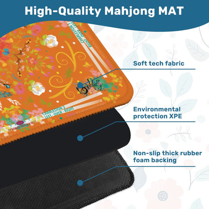 Mahjong Mat (Made in USA) Spring on Orange w instructions