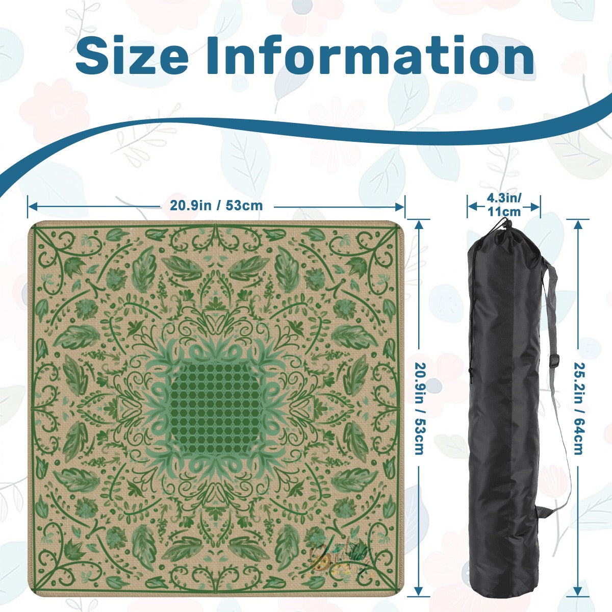 Mini Travel - Green texture design Mahjong Mat 20.9"x20.9" (Ship Rolled up)