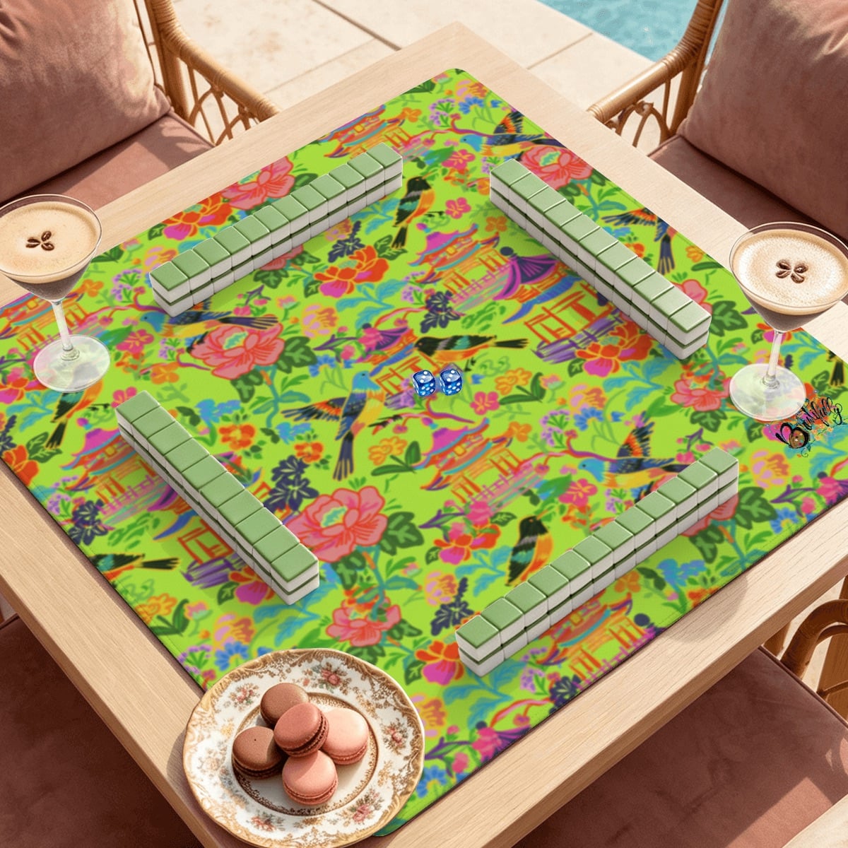 Mahjong Mat SleekSurface (Made in USA) Poppin' Pagodas
