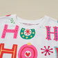 White Ho Ho Ho Letter Graphic Christmas Pajama Set