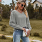 Swiss Dot V-Neck Long Sleeve Blouse