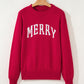 Fiery Red MERRY Letter Pattern Christmas Holiday Baggy Sweater