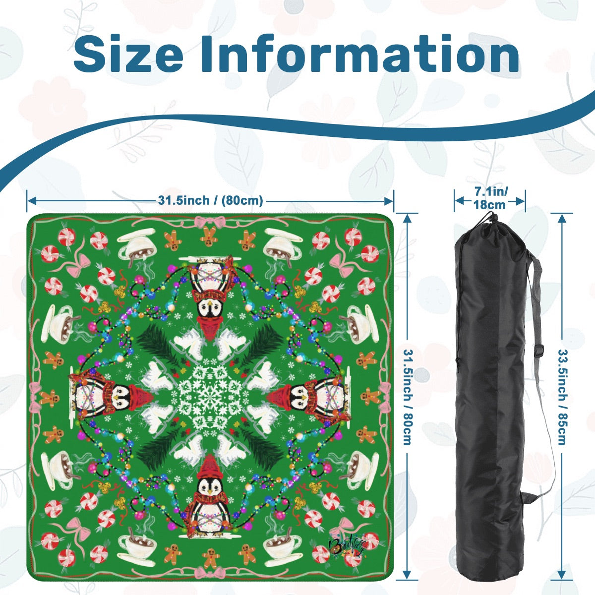 2026 Green Penguin Winter Mahjong Mat 31.5"x31.5" (Ship Rolled up)