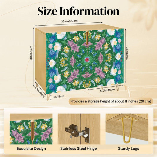 Wooden Storage Cabinet (Made in USA) Hydrangeas in Bloom