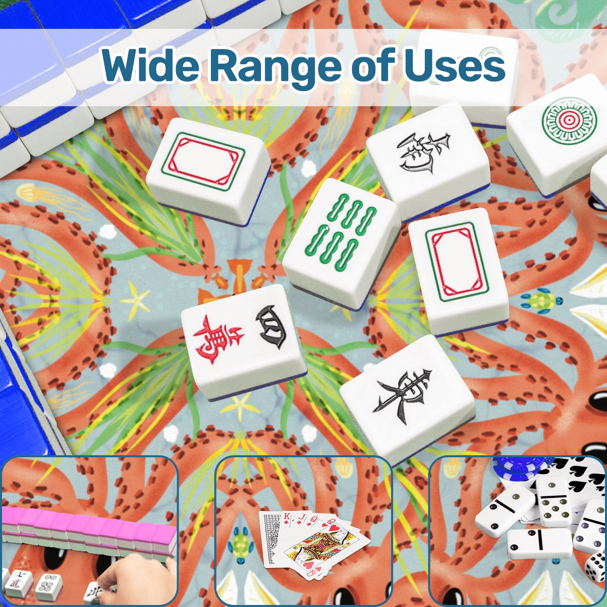 Pastel Octopus Mahjong Mat 31.5"x31.5" (Ship Rolled up)