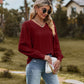 Swiss Dot V-Neck Long Sleeve Blouse