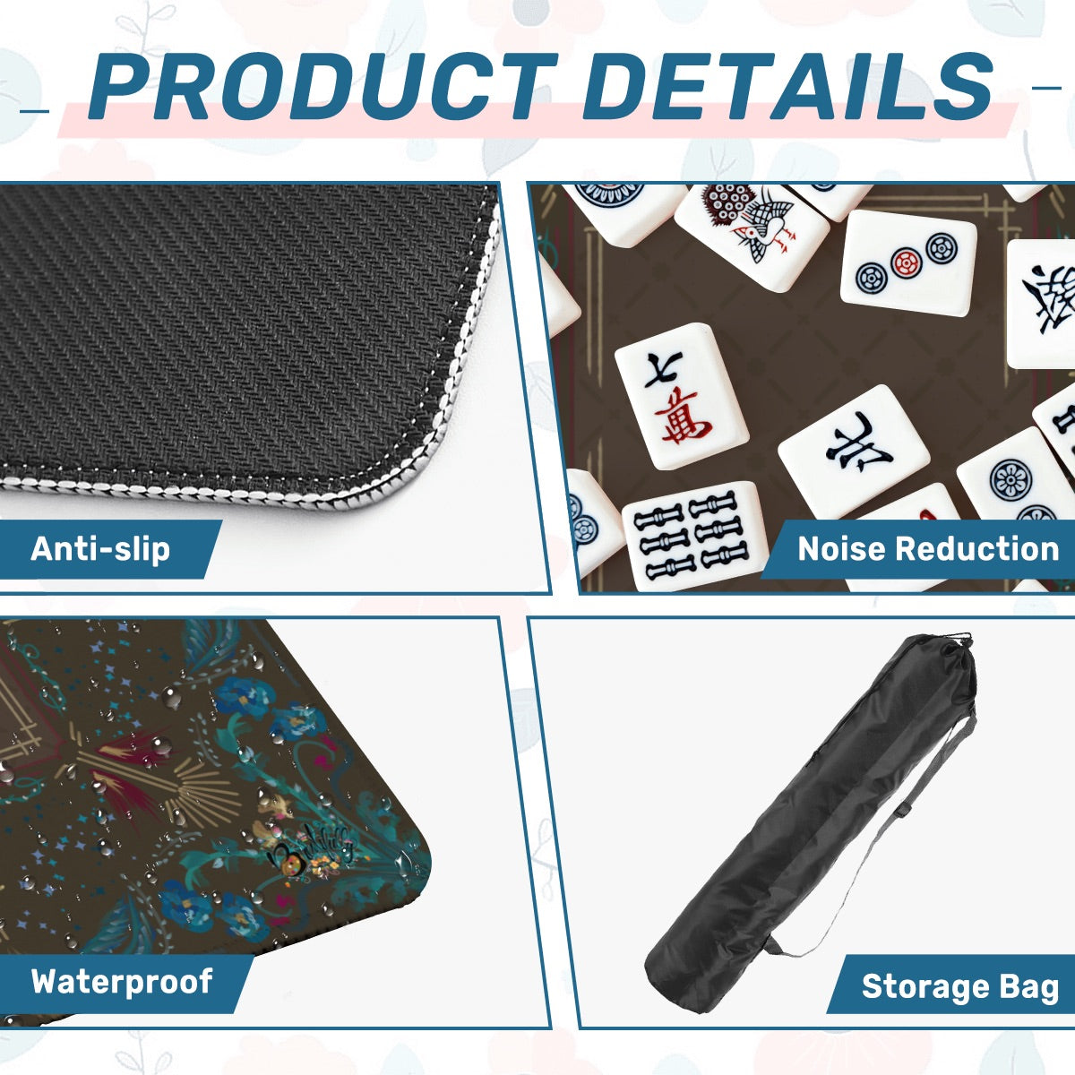 Roaring 20s Brown Mahjong Mat 31.5"x31.5" (Ship Rolled up)