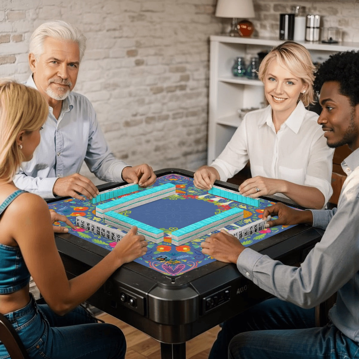 Mahjong Mat (Made in USA) Neon summer nights periwinkle