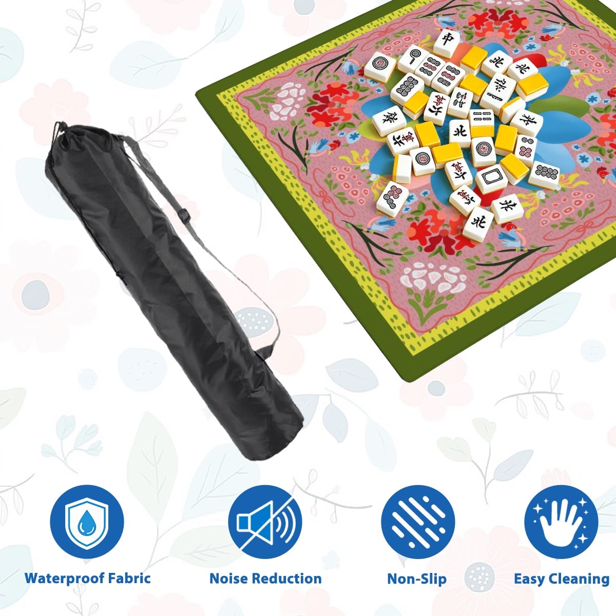 Mahjong Mat SleekSurface Bright birds and florals