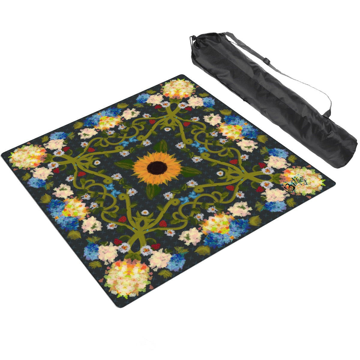 Mahjong Mat Sleek Surface Blue Sunflower