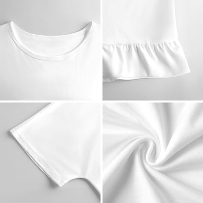 Women's Ruffle Hem Short Sleeve Tshirt Poppin pagodas dark green