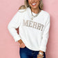 White MERRY Letter Pattern Christmas Raglan Sleeve Sweater