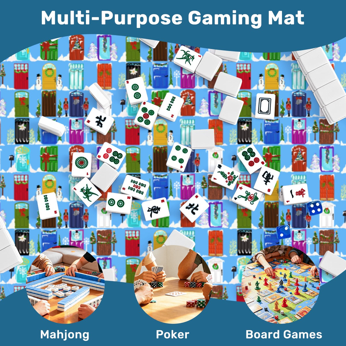 Mahjong Mat SleekSurface Holiday Neighborhood
