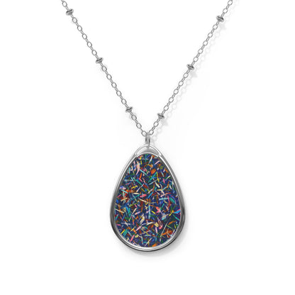 The Delemater Series -nSilver Teardrop Necklace — Colorful Confetti Resin Pendant