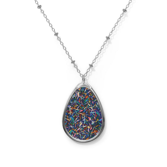 The Delemater Series -nSilver Teardrop Necklace — Colorful Confetti Resin Pendant